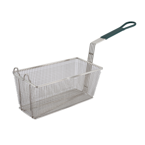 Picture of GREEN HANDLE Fry Basket, 13-1/4"L x 6-1/2"W x 6"H, rectangular, one-piece, non-welded, 10-1/2"