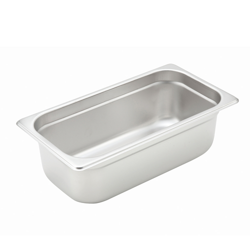 Steam Table Pan, 1/3 size, 6-7/8'' x 12-3/4'' x 4'' deep, 22 gauge heavy weight, anti-jamming, 18/8 sta