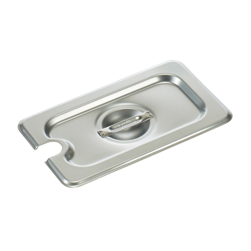 Steam Table Pan Cover, 1/9 size, slotted, with handle, 18/8 stainless steel, NSF (Qty Break = 12 eac