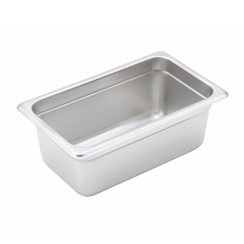 Steam Table Pan, 1/4 size, 10-5/6'' x 6-5/16'' x 4'' deep, 22 gauge heavy weight, anti-jamming, 18/8 st