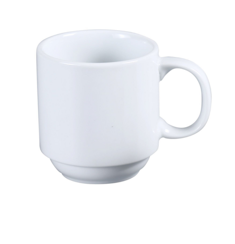 Abco Prime Mug , 12 oz., 3-1/2" dia. x 3-1/2"H, round, stackable, dishwasher, oven and microwave safe, porcelain, super white (sold by case)