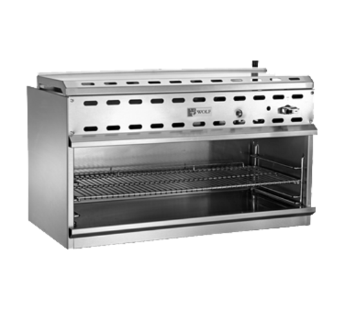 Cheesemelter, gas, 48", 40,000 BTU infrared (2) burners, 3-position heavy duty rack, removable pan, stainless steel interior, includes: w…