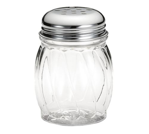 Cheese Shaker, 6 oz., swirled glass, dishwasher safe, chrome plated perforated top (fits rack model