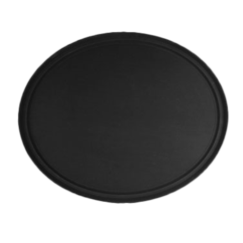 Serving Tray, 22" x 27", oval, non-skid, heavy-duty, fiberglass, black, NSF