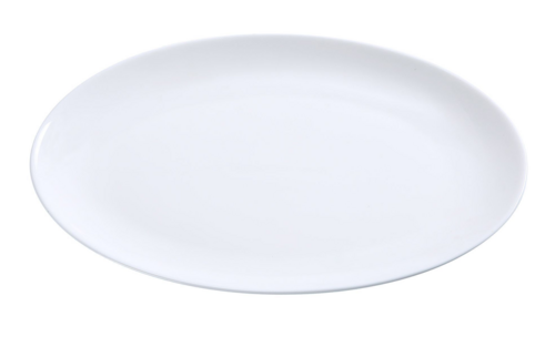 Abco Platter, 10"L x 7"W, oval, rolled edge, coupe, dishwasher, oven and microwave safe, porcelain, super white (sold by case)