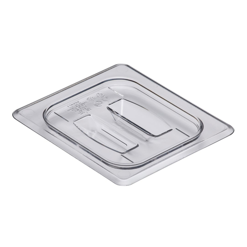 Camwear Food Pan Cover, 1/6 size, with handle, polycarbonate, clear, NSF
