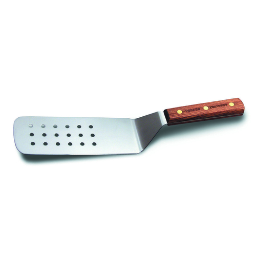 DEXTER. (19700) 8'' x 3'' perforated turner in PC-Pak. Stainless steel, offset blade. Rosewood handle.