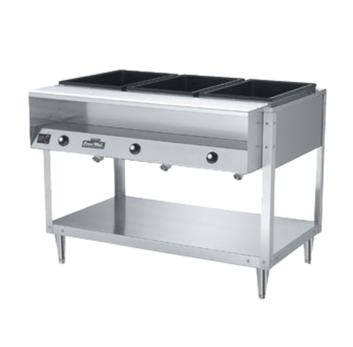 ServeWell Hot Food Table, (3) wells, 46''W x 32''D x 34''H, Thermoset fiber-reinforced resin wells w