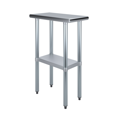 Worktable, 12"W x 24"D x 35"H, 18 gauge 430 stainless steel flat top shelf, 18 gauge galvanized undershelf and hat channel, galvanized le…